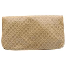 Céline-CELINE Macadam Canvas Clutch Bag PVC Leather Beige Auth 28359-Beige