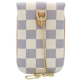 LOUIS VUITTON Damier Azur Etui Telephonne MM Cell Phone Case LV Auth hs448 Otro