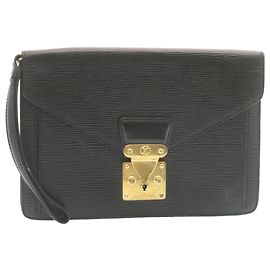 LOUIS VUITTON Epi Sellier Dragonne Clutch Schwarz M52612 LV Auth hs502 Schwarz