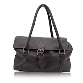 Fendi-Sac à main Linda en cuir marron métallisé Selleria-Marron