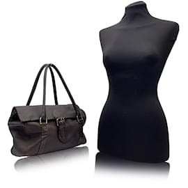 Fendi-Sac à main Linda en cuir marron métallisé Selleria-Marron