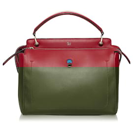 Fendi-Fendi Red DotCom Leather Satchel-Red