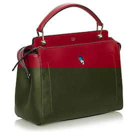 Fendi-Fendi Red DotCom Leather Satchel-Red