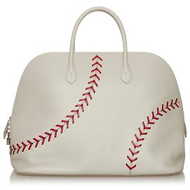 Hermès Hermes Weißer Baseball Bolide 45 Weiß Rot Roh