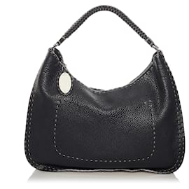 Fendi-Fendi Sac à bandoulière en cuir Selleria noir-Noir