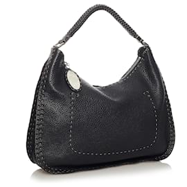 Fendi-Fendi Sac à bandoulière en cuir Selleria noir-Noir