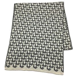 Christian Dior Trotter muffler / wool / white / total pattern White