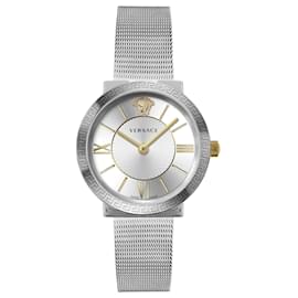 Versace-Glamour Mesh Watch-Silvery,Metallic