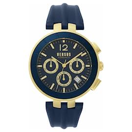 Autre Marque-Versus Versace Logo Gent Chrono Strap Watch-Golden,Metallic