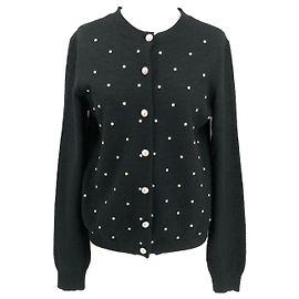 Cárdigan de Chanel en mohair negro con botones de perlas de imitación Negro