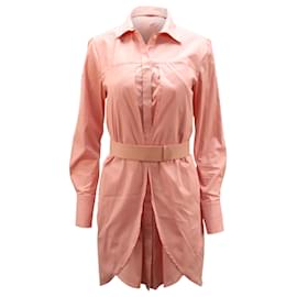 Halston Heritage-Vestido camisero de algodón rosa con cinturón Heritage de Halston-Rosa