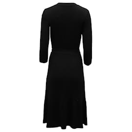 Kate Spade-Kate Spade Wrap Dress in Ribbed Black Wool-Black