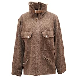 Autre Marque-Lauren Ralph Lauren Full Zip Jacket with Buckle Tab Collar In Brown Wool-Brown