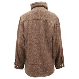 Autre Marque-Lauren Ralph Lauren Veste entièrement zippée à col boutonné en laine marron-Marron