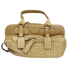 Chloé-Chloé Large Quilted Compartment Bag in Beige Leather-Beige