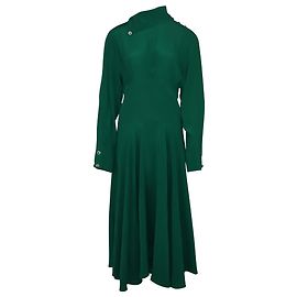 Christopher Kane Robe mi-longue plissée ornée de cristaux en crêpe de Chine vert Vert