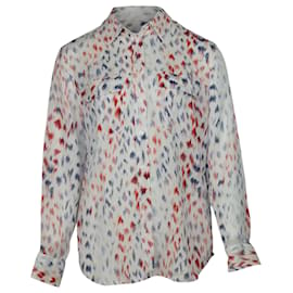 Equipment-Camisa de botão estampada de equipamento em seda multicolorida-Multicor