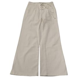 Frame Denim-Frame Le Capri Lace Up Pants in White Cotton-White