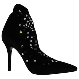 Giuseppe Zanotti-Ankle Boots Giuseppe Zanotti Gruber Stretch com enfeites em veludo preto-Preto