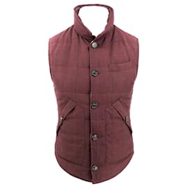 Brunello Cucinelli-Brunello Cucinelli vest (gilet) in burgundy cashmere with down-Red,Dark red