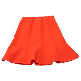 Oscar De La Renta Panel Midirock aus roter Wolle Rot