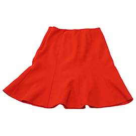 Oscar de la Renta-Oscar De La Renta Panel Midi Skirt in Red Wool-Red