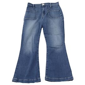 Frame Denim Jeans Flared Frame Le Bardot em jeans de algodão azul Azul