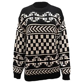 Pull à imprimé aztèque Alanui en laine noire Noir