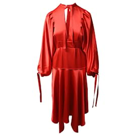 Self portrait-Self-Portrait Keyhole Peplum asymmetrisches Kleid aus rotem Satin-Rot