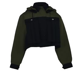 Chaqueta con capucha Loewe bicolor de algodón caqui Verde Caqui