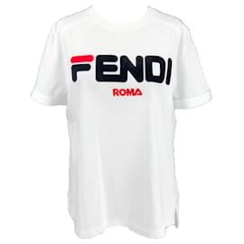 Fendi-Fendi x Fila special edition 2018/19 t-shirt in white cotton-White