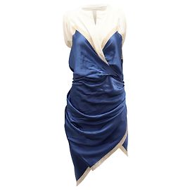 Vestido drapeado híbrido con efecto cruzado en seda azul de Alexander Wang Azul