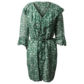 Carolina Herrera-Carolina Herrera Floral  Dress With Ruffles in Green Silk-Multiple colors