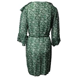 Carolina Herrera-Carolina Herrera Floral  Dress With Ruffles in Green Silk-Multiple colors