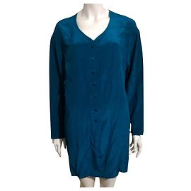 Diane Von Furstenberg vestido de seda vintage oversized DvF, esmeralda Verde