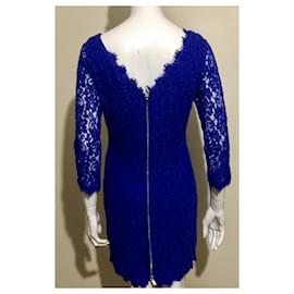 Diane Von Furstenberg-Vestido de renda azul cobalto DvF Zarita-Azul