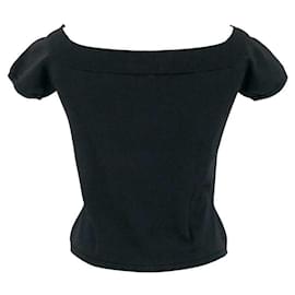 Alexander Mcqueen-Alexander McQueen top in black stretch knit-Black