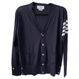Thom Browne 4-Riegel Strickjacke Größe2 Marineblau