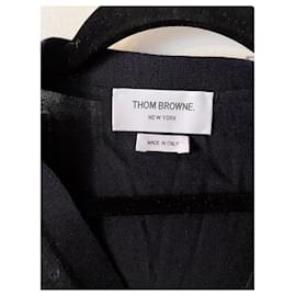 Thom Browne-Thom Browne 4-Tamaño cárdigan punto barra2-Azul marino