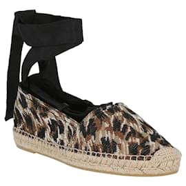 Saint Laurent-Zapatos planos alpargatas con estampado de leopardo de Saint Laurent-Multicolor