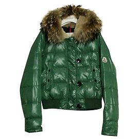Moncler Fur Trim Down Green