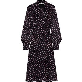 Vestido Diane Von Furstenberg em seda e viscose preto e rosa Preto Rosa