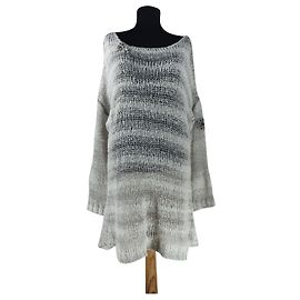 Elisa Cavaletti Long Wool Sweater White Grey Multi White Multiple colors Grey