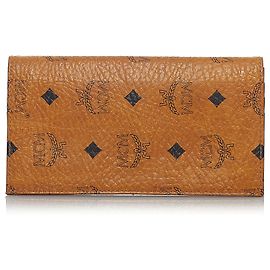 MCM Brown Visetos Leather Wallet Brown