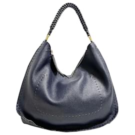 Fendi-Sac à bandoulière Fendi Selleria en cuir bleu-Bleu,Bleu Marine