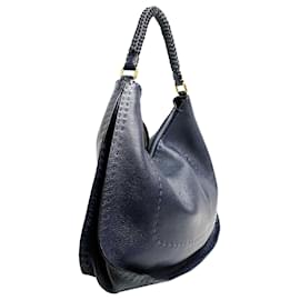 Fendi-Sac à bandoulière Fendi Selleria en cuir bleu-Bleu,Bleu Marine