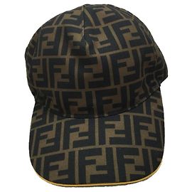 gorra de béisbol con motivo FENDI FF / algodón / BRW / estampado total / estampado Zucca Castaño