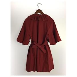 Fendi-FENDI Robe / Chemisier / 38 / Coton / ROUGE / Sangle de taille-Rouge