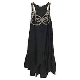 Fendi-Fendi 17SS / Fausse Perle / Robe / Robe / 40 / BLK / Noir / Sans manches / Ruban-Noir
