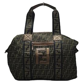 Fendi-FENDI Old / Zucca pattern / Big logo tote bag-Brown